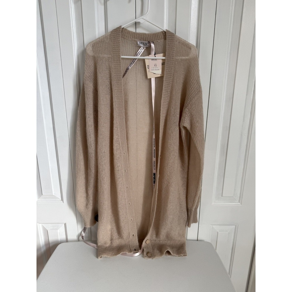 London House of CB Cardigan Women XSmall Cream Lightweight  NWT Wool Mohair